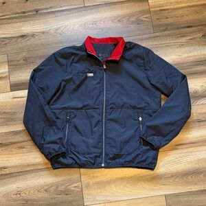 Figs Navy Windbreaker with Red Collar